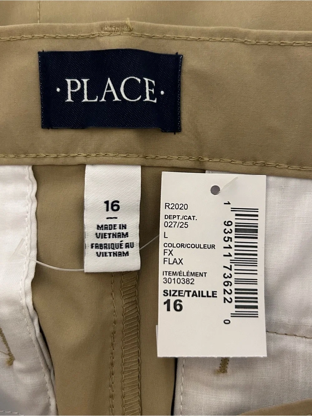 NWTS children’s place boy shorts size 16 khaki pockets adjustable waist 2 pair